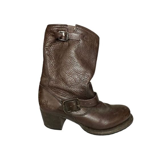 Frye 76295 Vera Short Engineer Motorcycle Brown Belted Leather Boots Womens 6 B - Picture 10 of 10